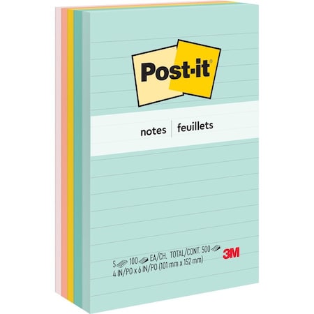 Post-It Note, Post-It, 4X6, 5Pk, Lined MMM6605PKAST